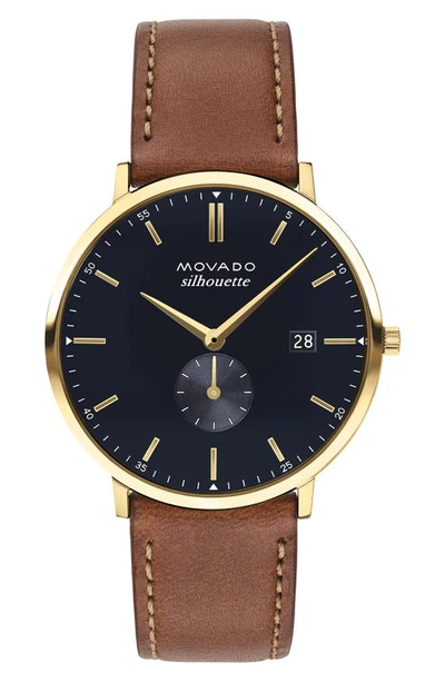 Movado Men's Heritage Ip Yellow Gold Leather Watch, 40mm In Blue