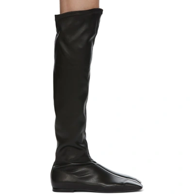 Low Classic Black Square Toe Long Boots