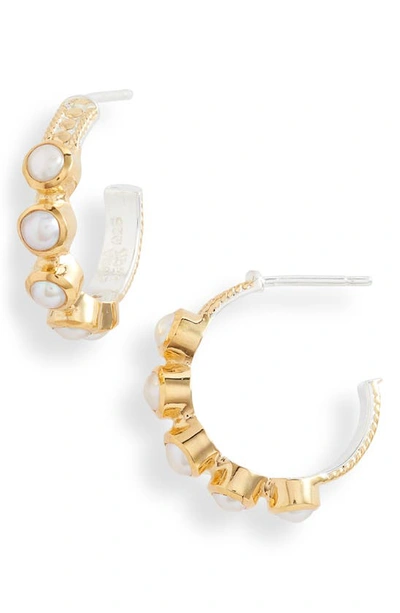 Anna Beck Genuine Pearl Hoop Earrings In Gold/ Pearl