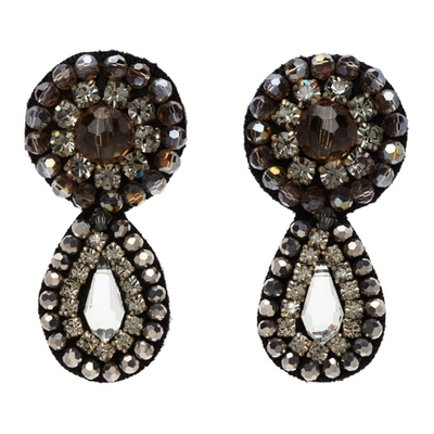 Erdem Grey Crystal Beaded Drop Earrings