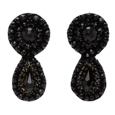 Erdem Black Crystal Beaded Drop Earrings