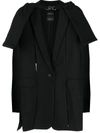 Rokh Cape Detail Slit Blazer In Black