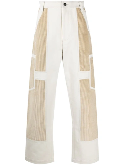 Jacquemus Bellu Panelled Straight-leg Trousers In Neutrals