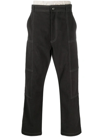 Jacquemus Felix Layered Straight-leg Trousers In Grey