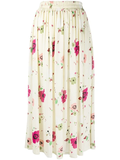 La Doublej Floral Print Pleated Skirt In Yellow