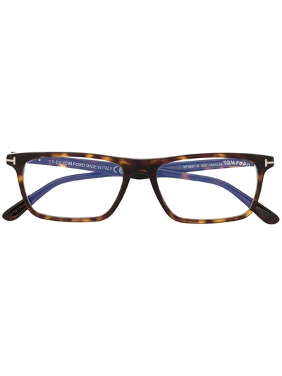 Tom Ford Ft5802 Rectangular Glasses In Brown