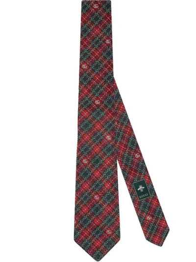 Gucci Embroidered Tie In Red