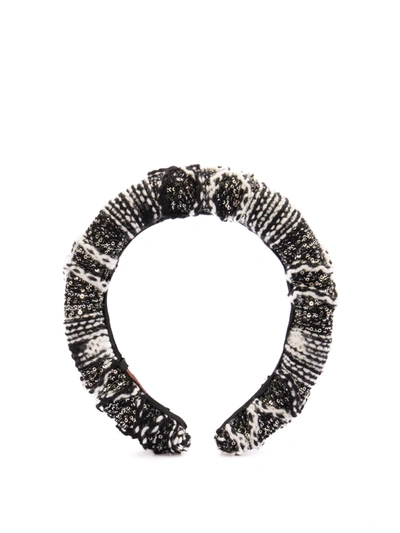 Missoni Knit And Sequins Headband In Black