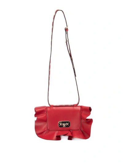 Red Valentino Rock Ruffles Shoulder Bag In Red