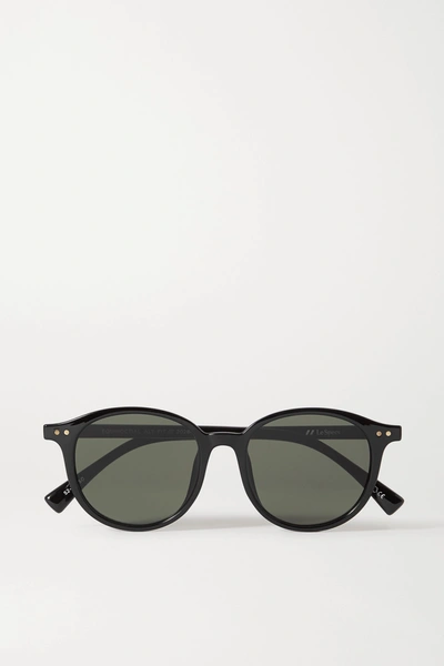 Le Specs Equinoctial Round-frame Acetate Sunglasses In Black