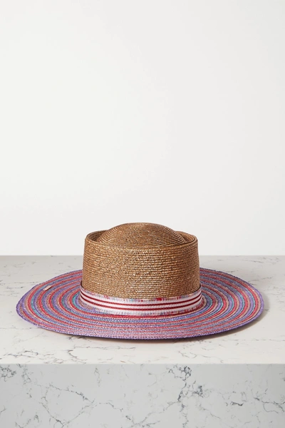 Missoni Grosgrain-trimmed Striped Straw Sunhat In Red