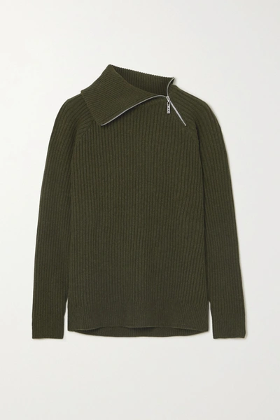 Holzweiler Ekornes Ribbed Wool Sweater In Dark Green