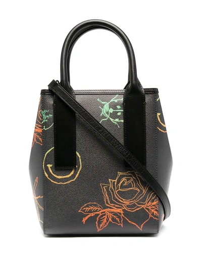 Ganni Coated Canvas Small Tote Bag In Black