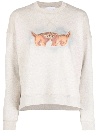 Ganni Isoli Dropped Shoulder Sweatshirt, Cat In Neutrals | ModeSens