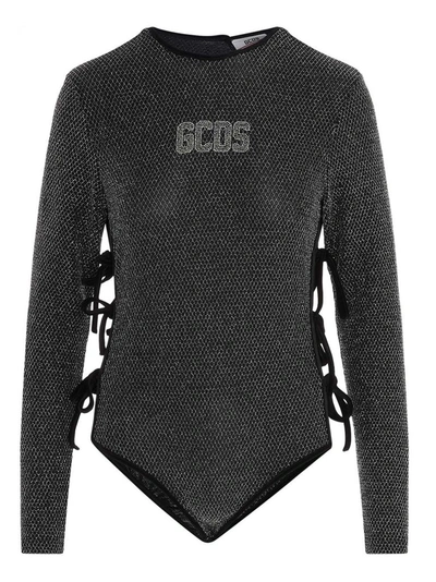 Gcds Embellished Logo Bodysuit In Black