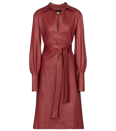 Stouls Ninotchka Leather Shirt Dress In Red