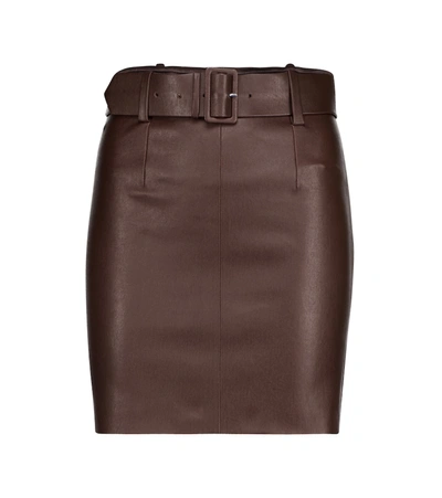 Stouls Megan Belted Leather Miniskirt In Brown