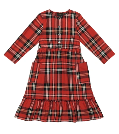 Mini Rodini Kids' Red Woven Flannel Flounce Dress