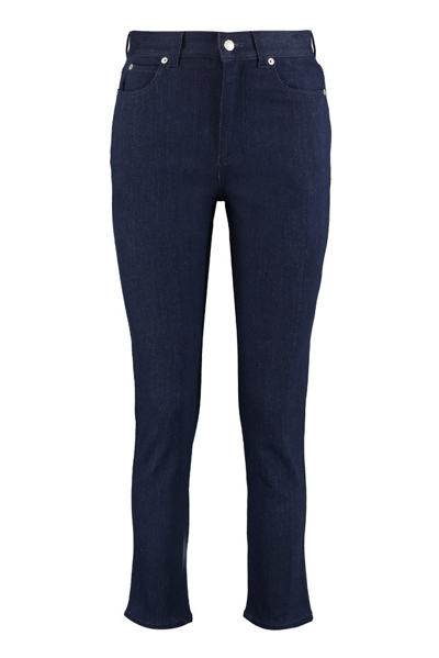 Alexander Mcqueen Cropped Skinny Ankle Jeans In Blue