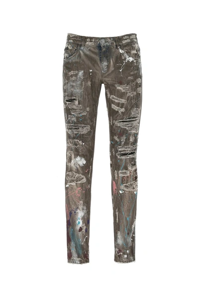 Dolce & Gabbana Distressed Paint Splatter Jeans In Multi