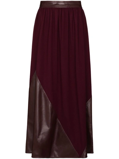 Roksanda Pola Bordeaux Panelled Wool Maxi Skirt In Purple