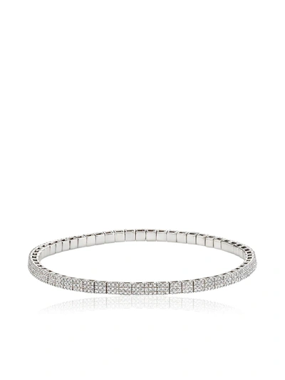 Shay 18k White Gold Stretch Diamond Bracelet In Silver