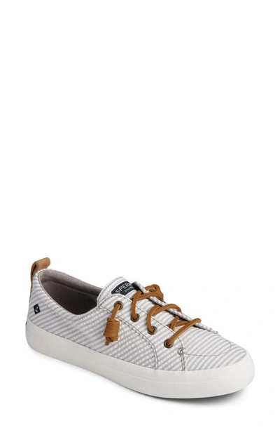 Sperry Crest Vibe Slip-on Sneaker In Grey Seersucker Stripe Fabric