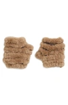 Jocelyn Faux Fur Knitted Mandy Mittens In Beige