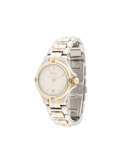 Pre-owned Gucci Round-face Wrist Watch In Silver