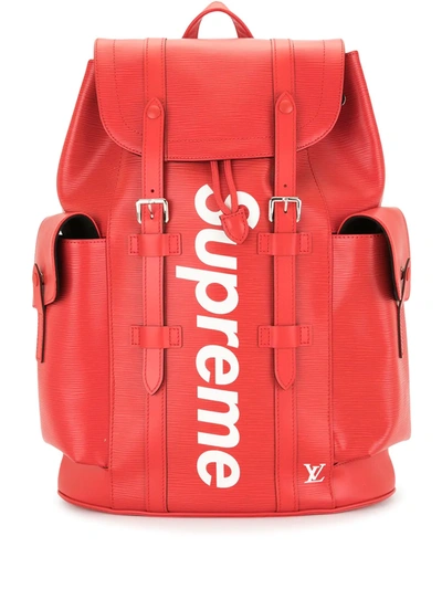 Pre-owned Louis Vuitton X Supreme 2017  Christopher Backpack In Red