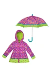 Stephen Joseph Kids' Print Raincoat & Umbrella Set (toddler Girl & Little Girl) In Paisley