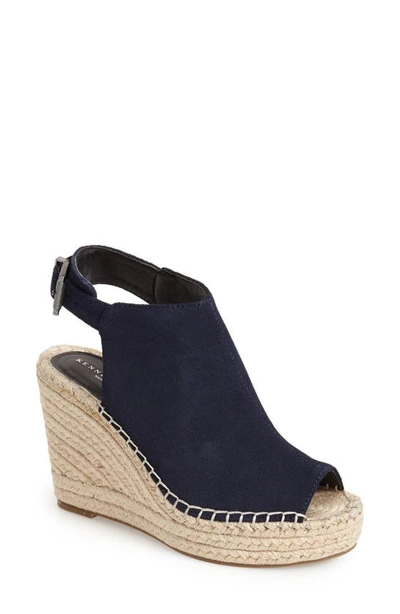 Kenneth Cole New York Women's Olivia Espadrille Peep-toe Wedges Women's Shoes In Navy