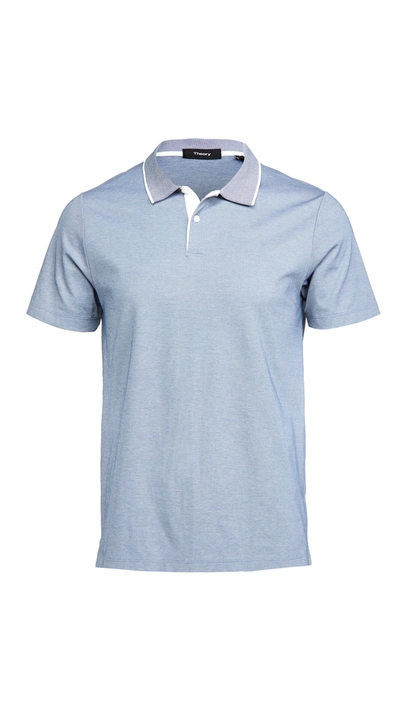 Theory Standard Tipped Regular Fit Polo Shirt In Air Force/lagos