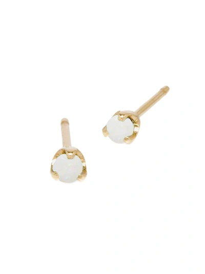 Zoë Chicco 14k Yellow Gold White Pearls Cultured Freshwater Pearl Stud Earrings In Opal