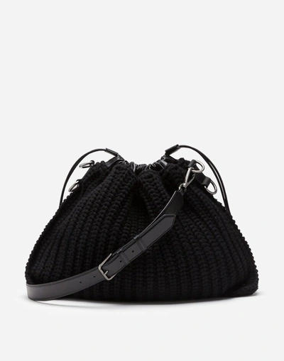 Dolce & Gabbana Knit Crossbody Bag In Black