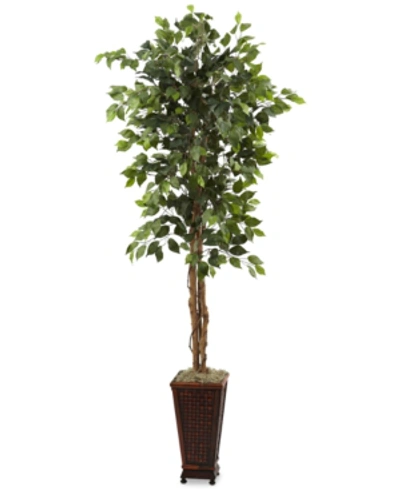 Nearly Natural 6.5' Ficus Artificial Tree In Decorative Planter In Green