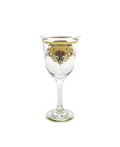 Classic Touch Water Glass With 14k Gold Design, Set Of 6 In Clear