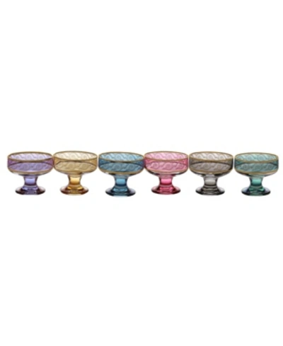 Classic Touch Dessert Bowl With 14k Gold Design, Set Of 6 In Multi