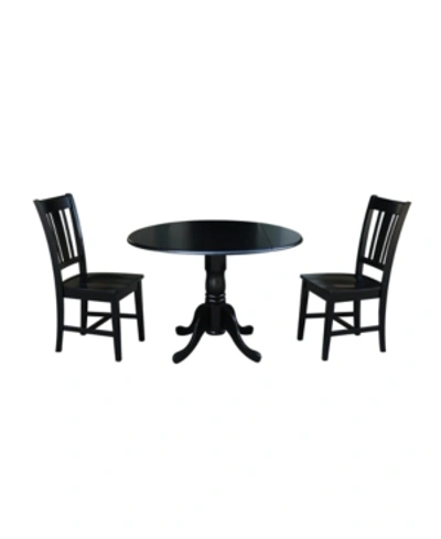 International Concepts 42" Dual Drop Leaf Table With 2 San Remo Chairs In Black