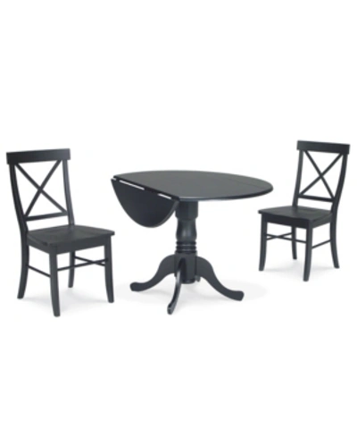 International Concepts 42" Dual Drop Leaf Table With 2 X-back Chairs