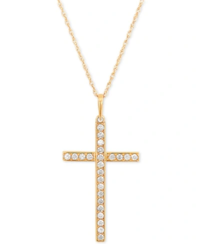 Macy's Diamond Cross 18" Pendant Necklace (1/4 Ct. T.w.) In 10k Gold In White Gold