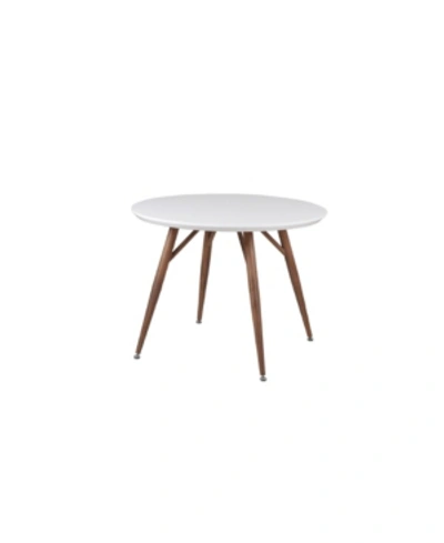 New Spec Inc Sorrenta Mid Century Round Glossy Dining Table In White