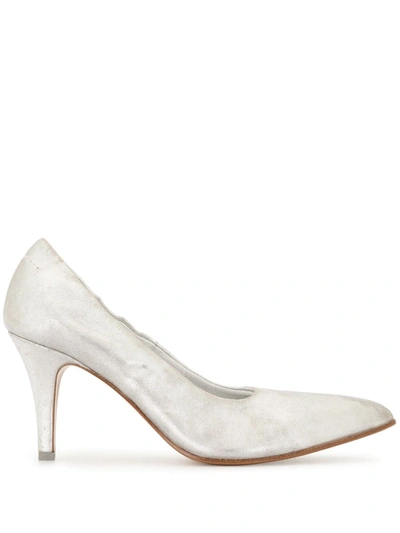 Mm6 Maison Margiela Metallic Pointed Toe Pumps In Silver