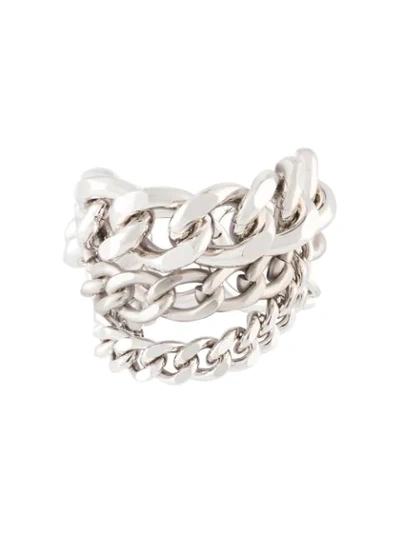 Mm6 Maison Margiela Triple Chain Bracelet In Silver