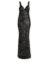 Attico Women's Sequin Stars Sleeveless Gown In Black