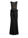 Basix Black Label Women's Sleeveless Floral-lace Peplum Gown In Black
