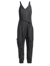 Brunello Cucinelli Women's Grisaille Wool Cargo Jumpsuit In Charcoal