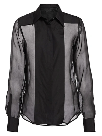 Helmut Lang Women's Sheer Silk Tuxedo Shirt