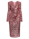 Dolce & Gabbana Women's V-neck Sequin Sheath Dress In Pink