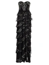 Amen Women's Metallic Leaf Embroidered Strapless Bustier Gown In Black